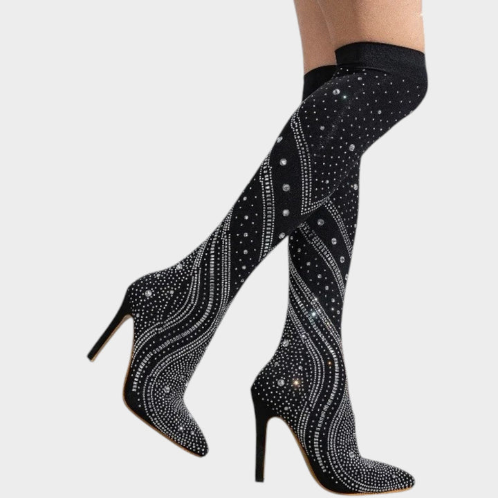 Women’s Over The Knee Boots Gem Embellished Pointed Toe
