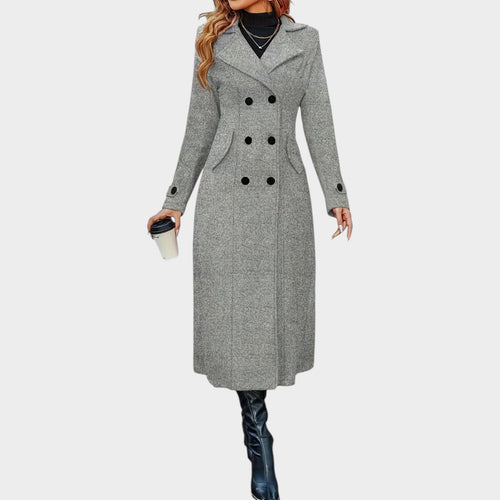 Women’s Double Breasted Coat Notched Lapel Collar
