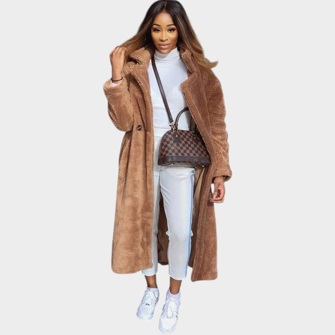 Women’s Faux-Fur Teddy Coat Longline Plush Fleece Winter Style