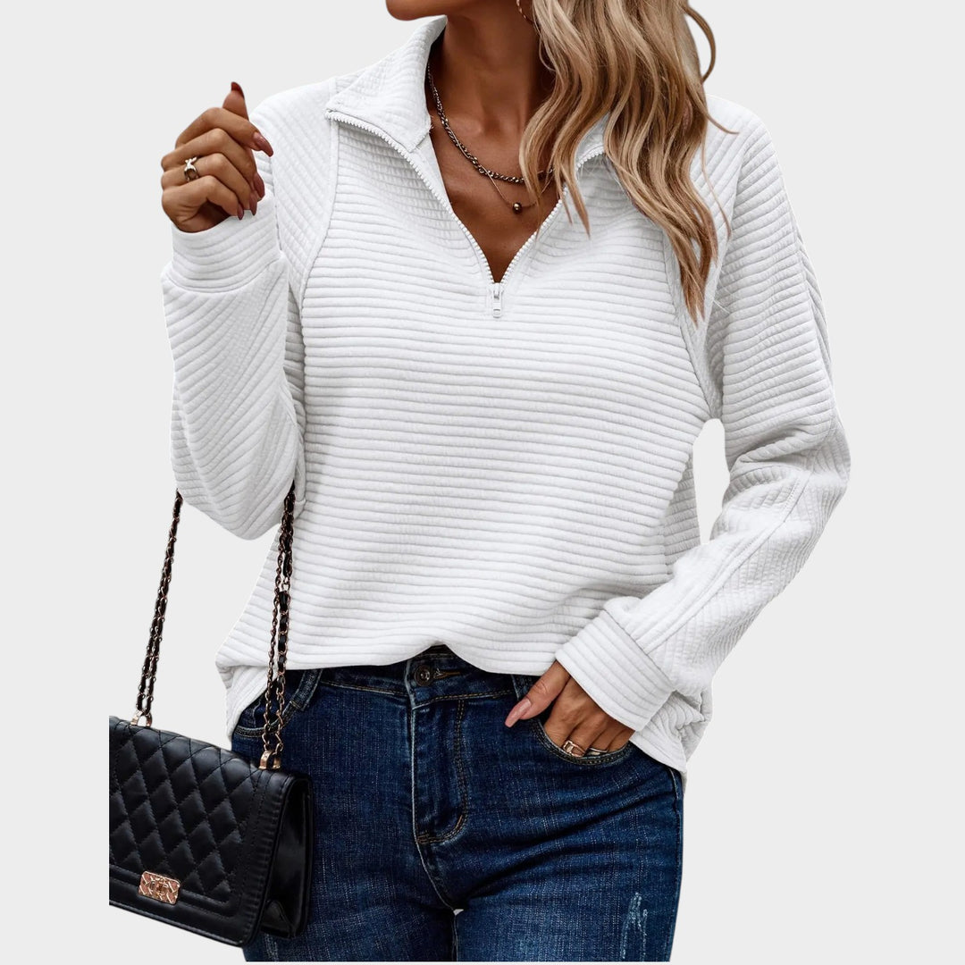 Stylish Ribbed Knit | Quarter Zip Sweater