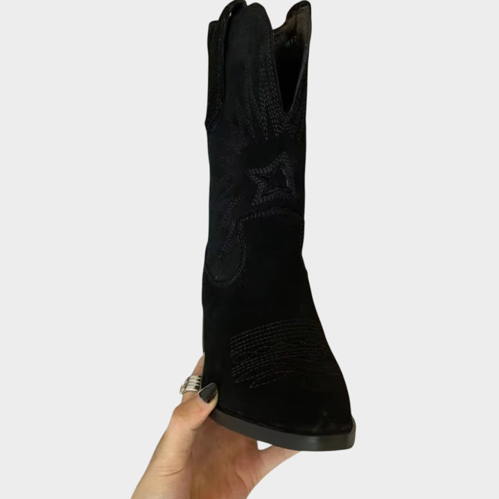 Suede Cowboy Ankle Boots