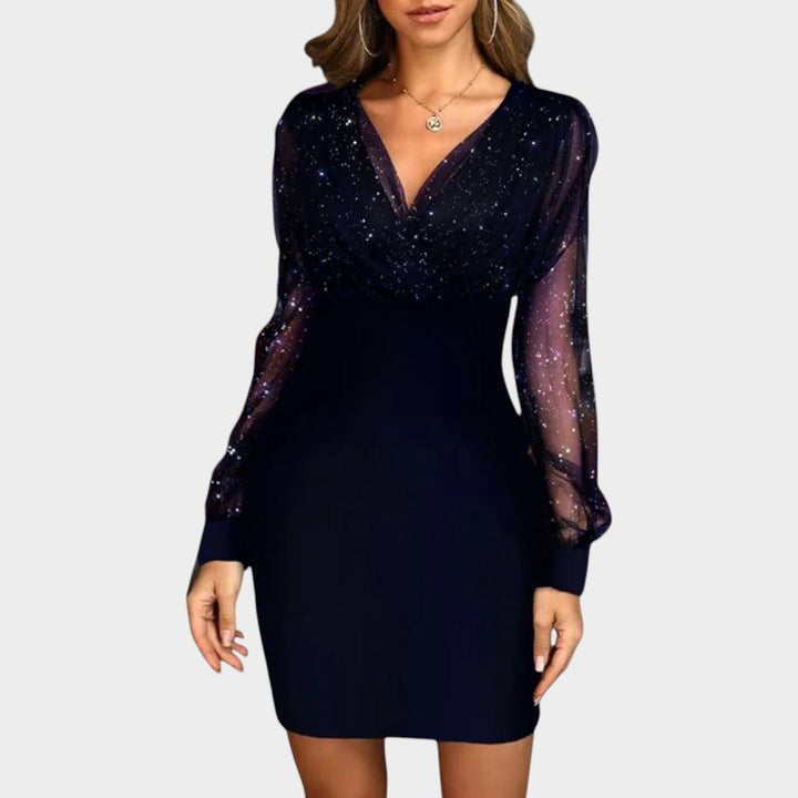 Cocktail Mesh Sleeve Mini Dress
