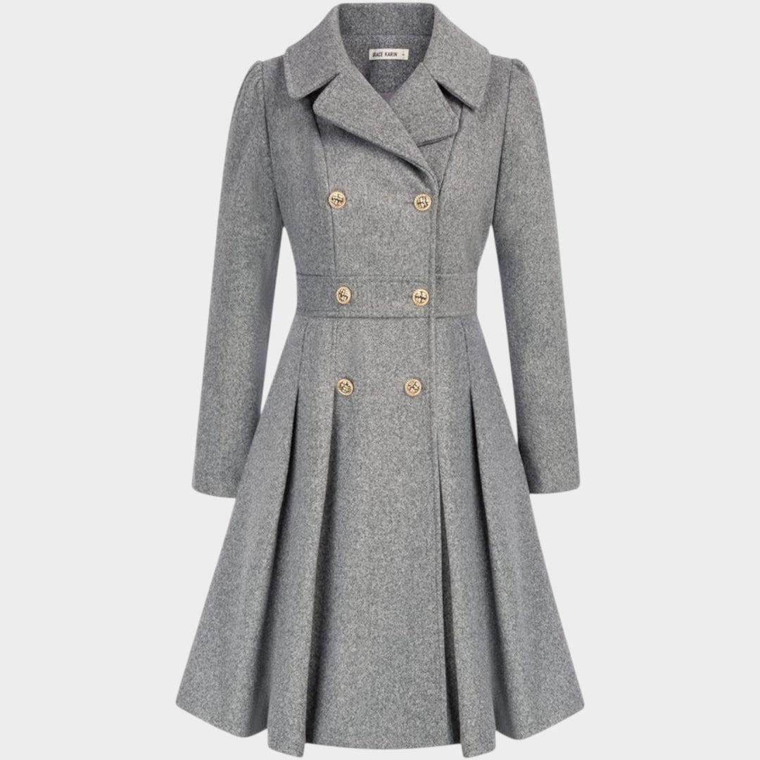 Classy Double Button Long Sleeve Wool Coat