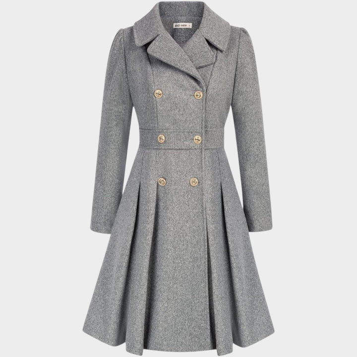 Classy Double Button Long Sleeve Wool Coat