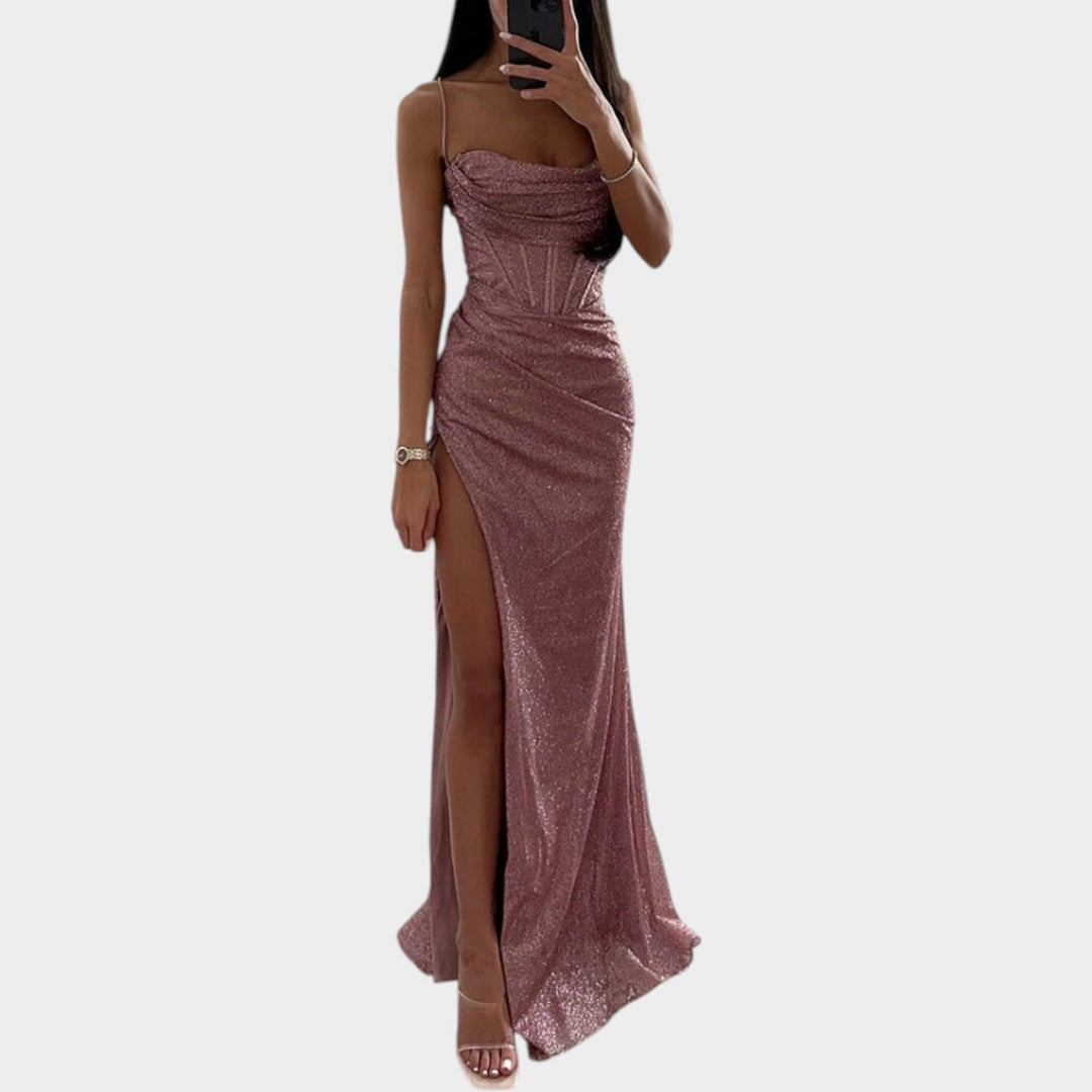 Floral Slim Fit Satin Maxi Dress
