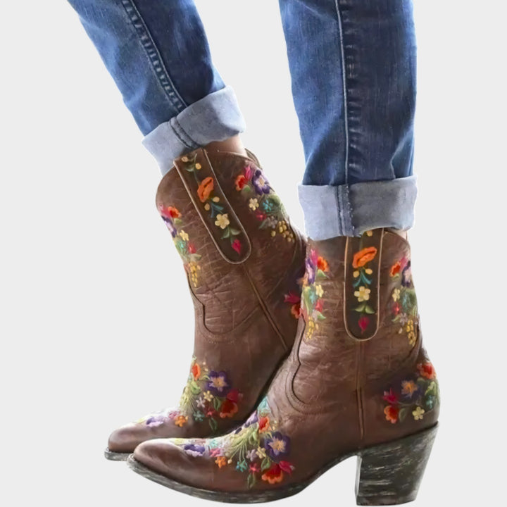 Floral Cowboy Ankle Boots