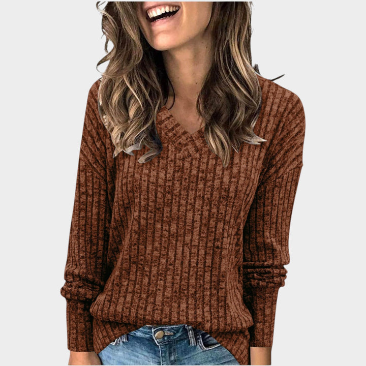 Women’s V Neck Sweater Long Sleeve Pullover