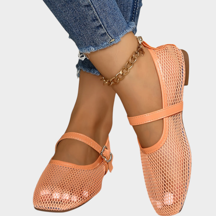 Women’s Mesh Ballet Flats Casual Buckle Strap