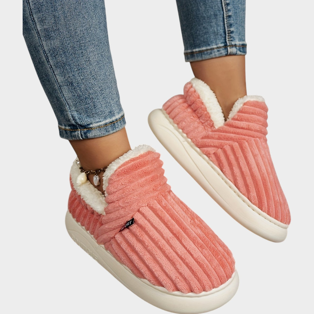 Women’s Fleece Lined Slippers Warm Plush Thick Sole Non-Slip