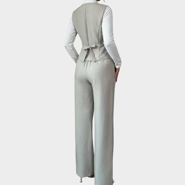 Women’s Suit Set 2 Piece Office Vest Wide Leg Pants