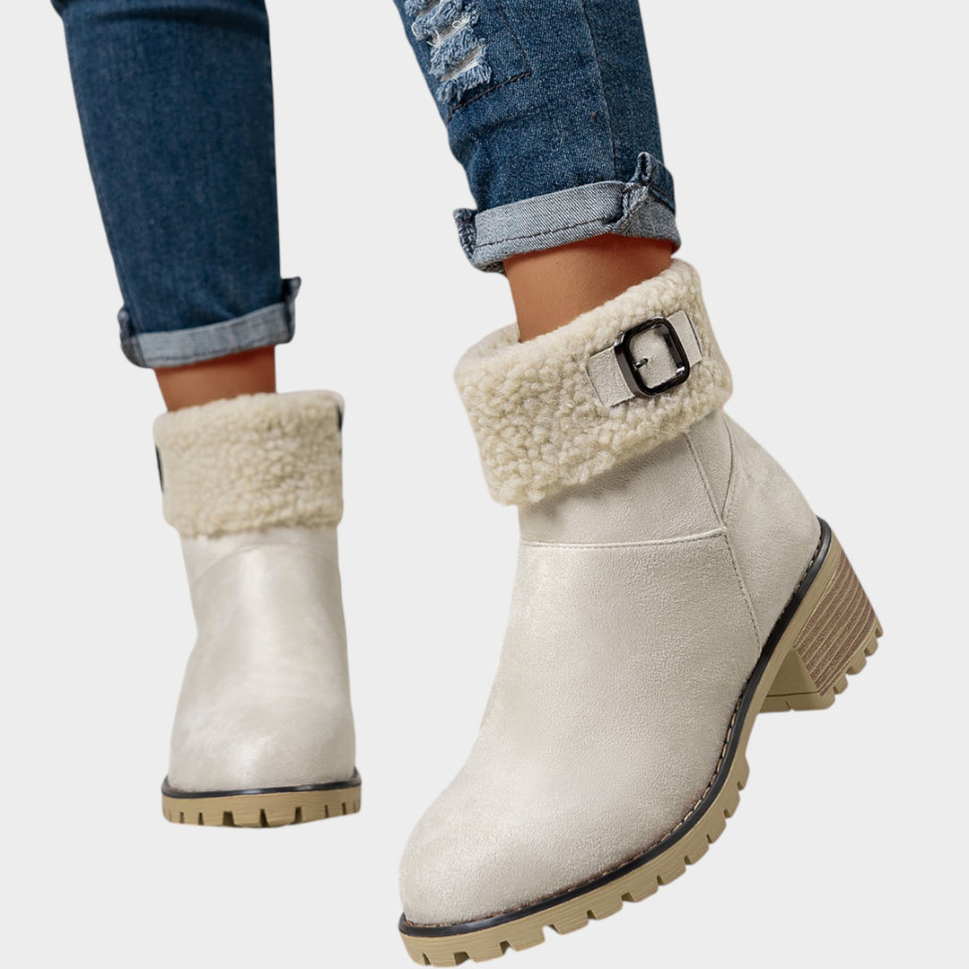 Women’s Ankle Boots Furry Collar Thick Sole Round Toe