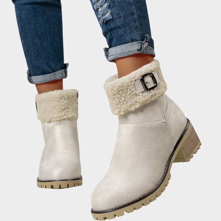 Women’s Ankle Boots Furry Collar Thick Sole Round Toe