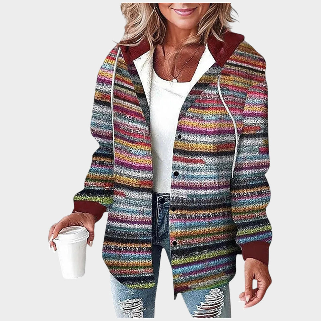 Women’s Jacket Plaid Casual Hooded Button Front