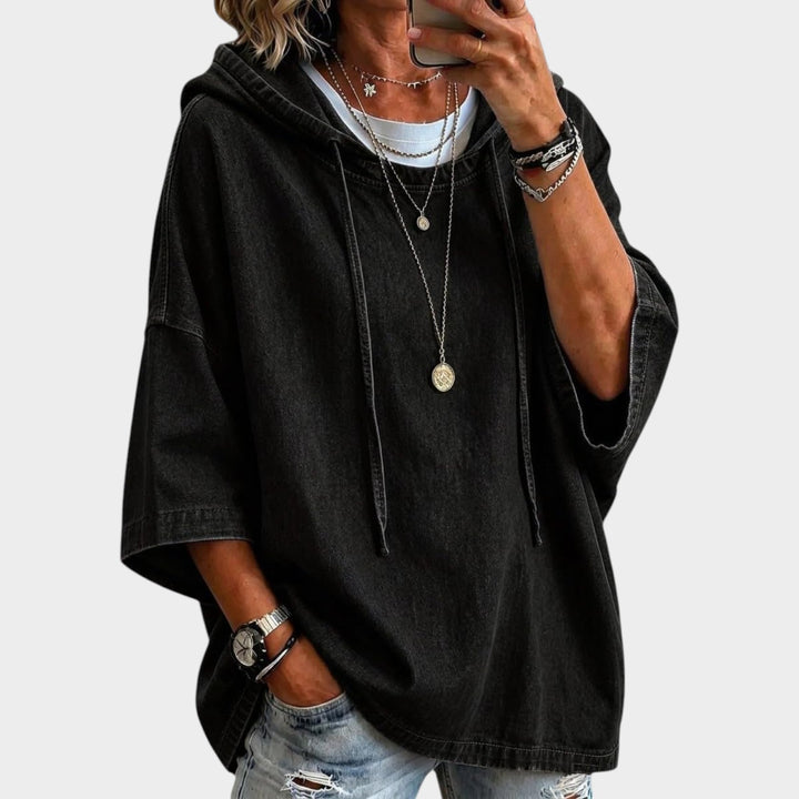 Women’s Denim Sweater Hooded Casual Style