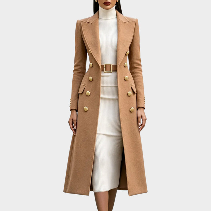 Women’s Long Coat Elegant Classic Tailored Style