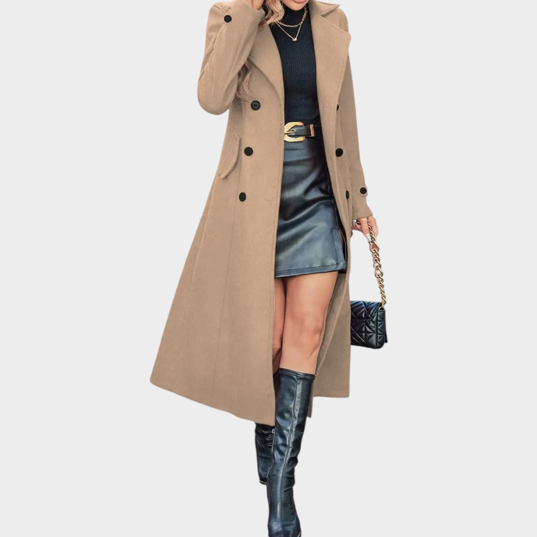 Women’s Double Breasted Coat Notched Lapel Collar