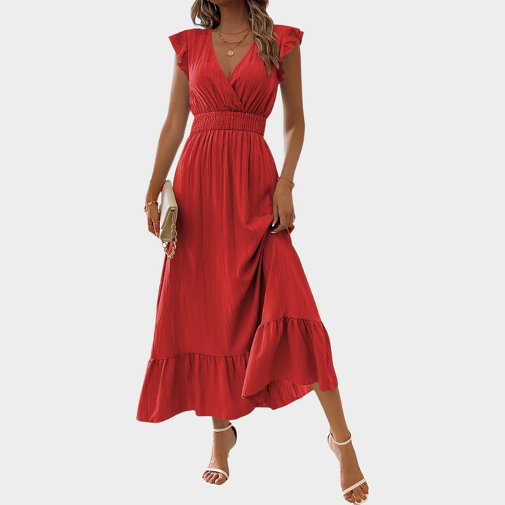 Cocktail Ruffle Hem Midi Dress