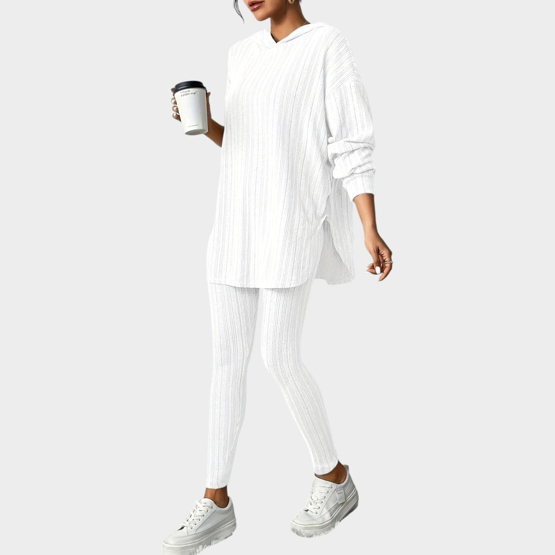 Women’s Matching Set 2 Piece Lounge Set Casual Ribbed Knit Hooded