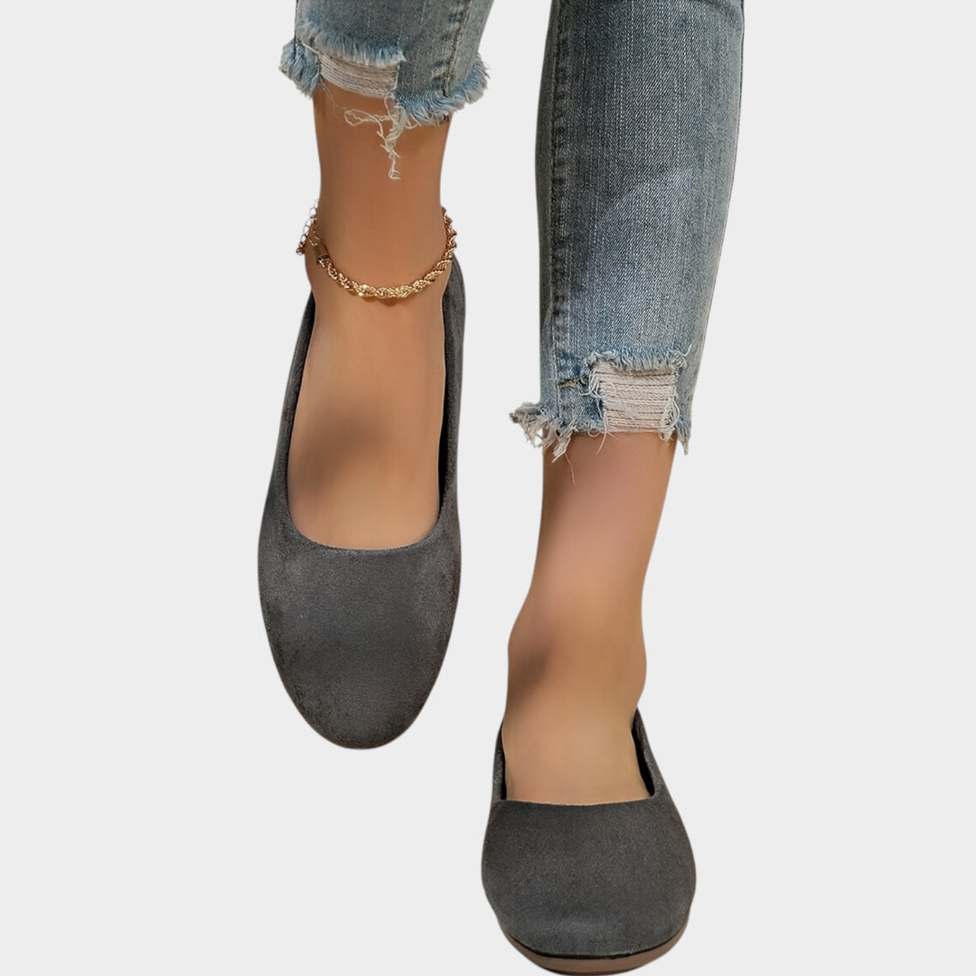 Women’s Ballet Flats Metallic Textured Round Toe