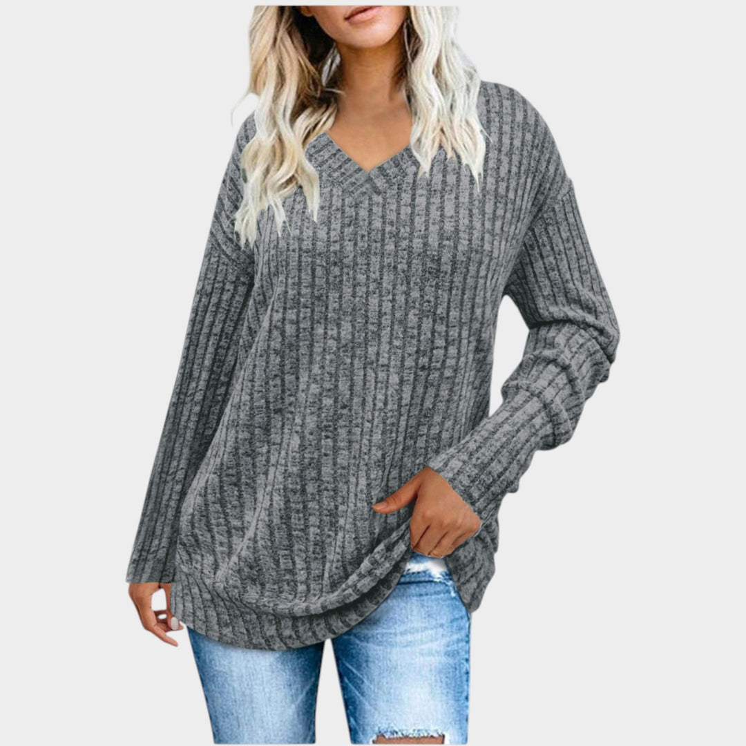 Women’s V Neck Sweater Long Sleeve Pullover