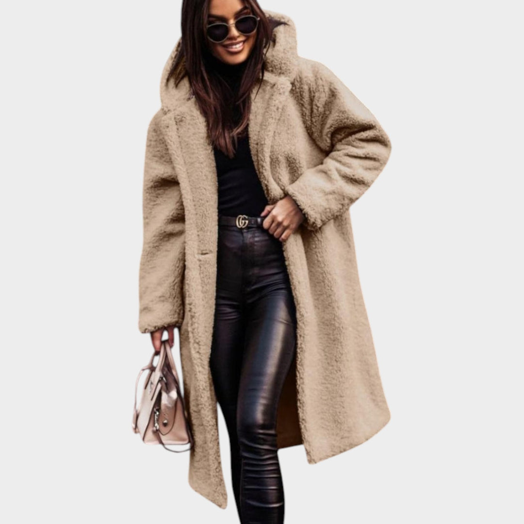 Women’s Faux-Fur Coat Longline Notched Lapel