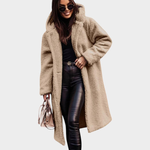 Women’s Faux-Fur Coat Longline Notched Lapel