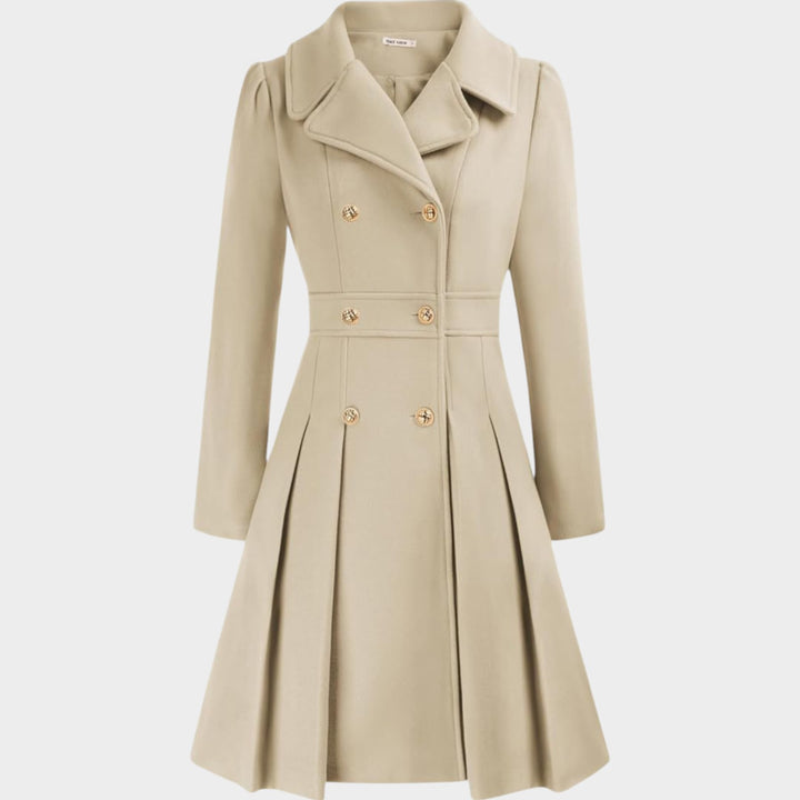Classy Double Button Long Sleeve Wool Coat