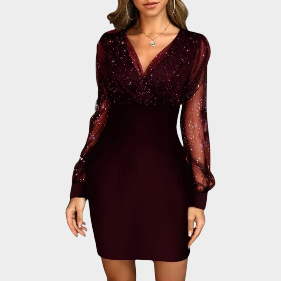 Cocktail Mesh Sleeve Mini Dress
