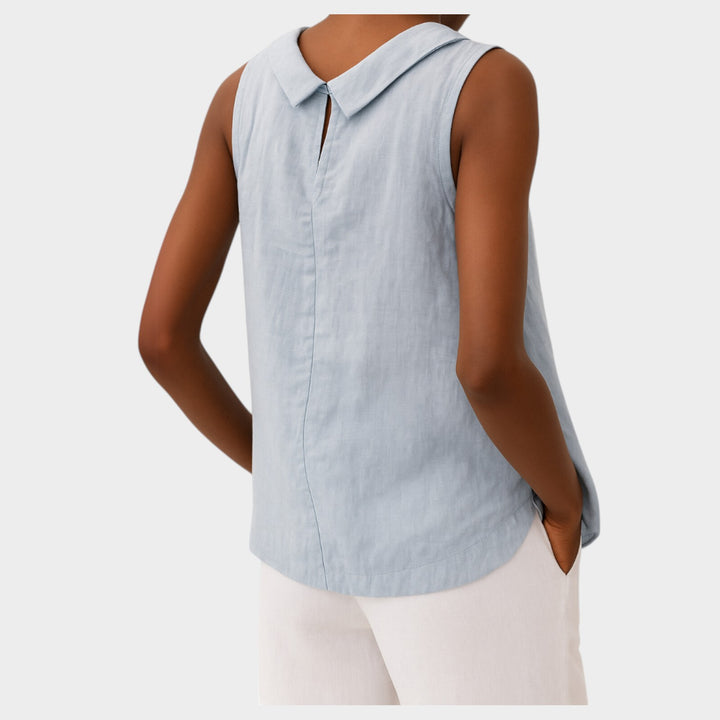Sleeveless Linen Blouse | Casual Round Neck Tank Top