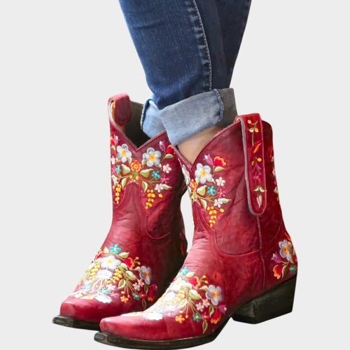 Floral Cowboy Ankle Boots