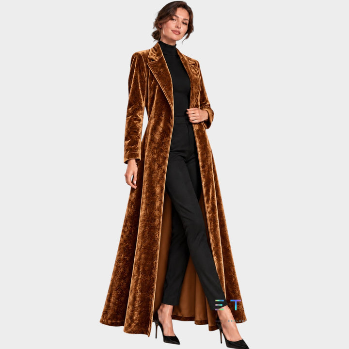 Women’s Velvet Coat Open Front Relaxed Silhouette
