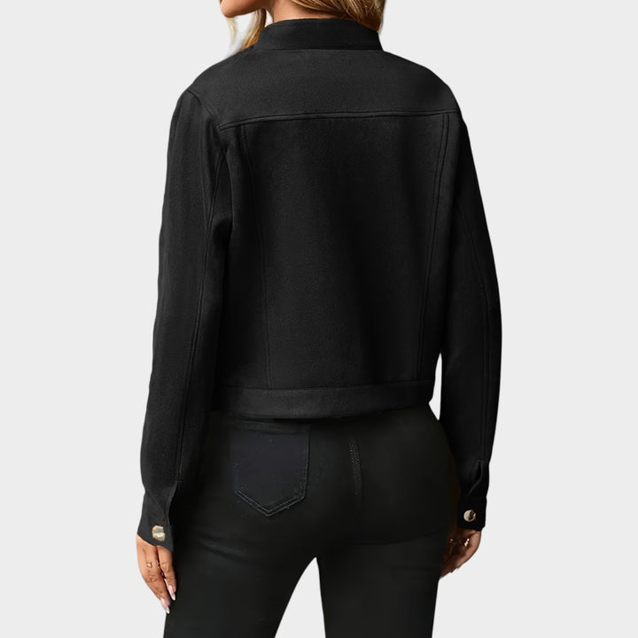 Women’s Leather Jacket Casual Cropped Button Up