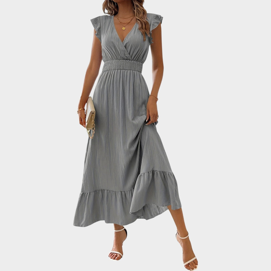 Cocktail Ruffle Hem Midi Dress