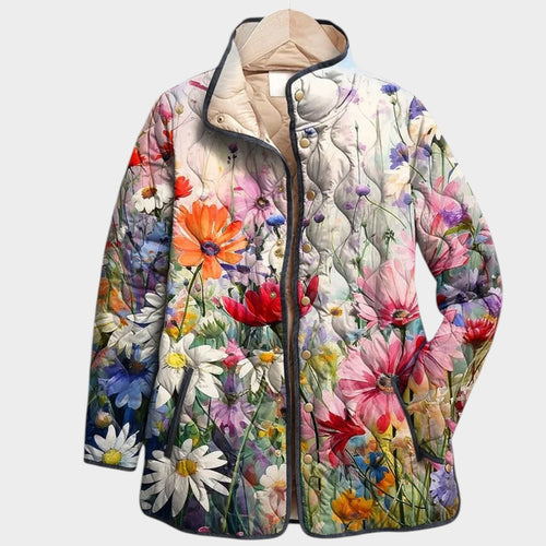 Women’s Vintage Floral Print Jacket Quilted Design