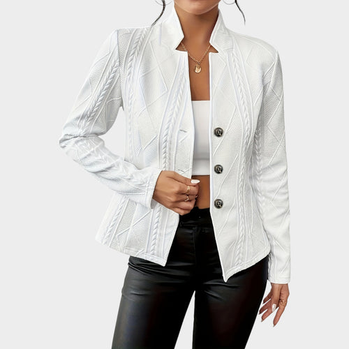 Women’s Blazer Office Cable Knit Button Front