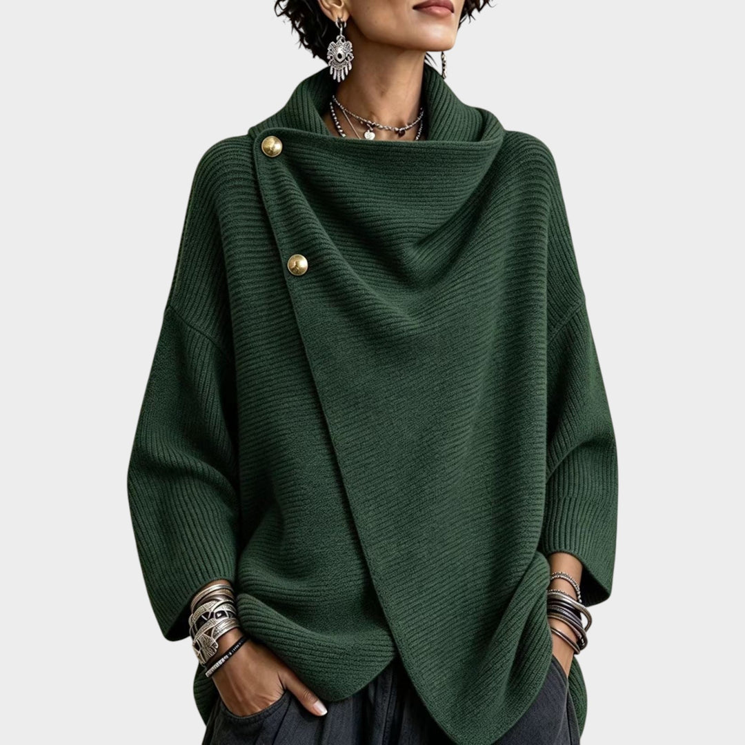 Women’s Knit Top Asymmetric Button Front Relaxed Fit