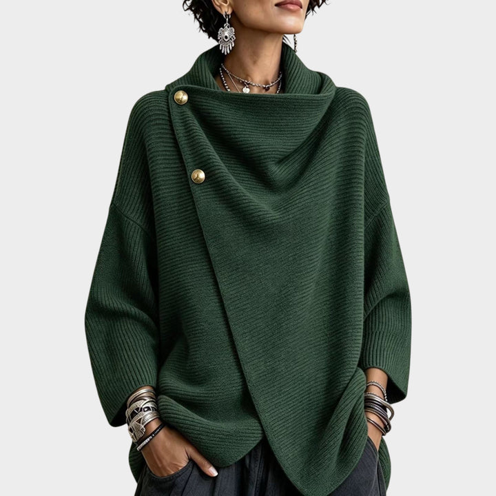 Women’s Knit Top Asymmetric Button Front Relaxed Fit