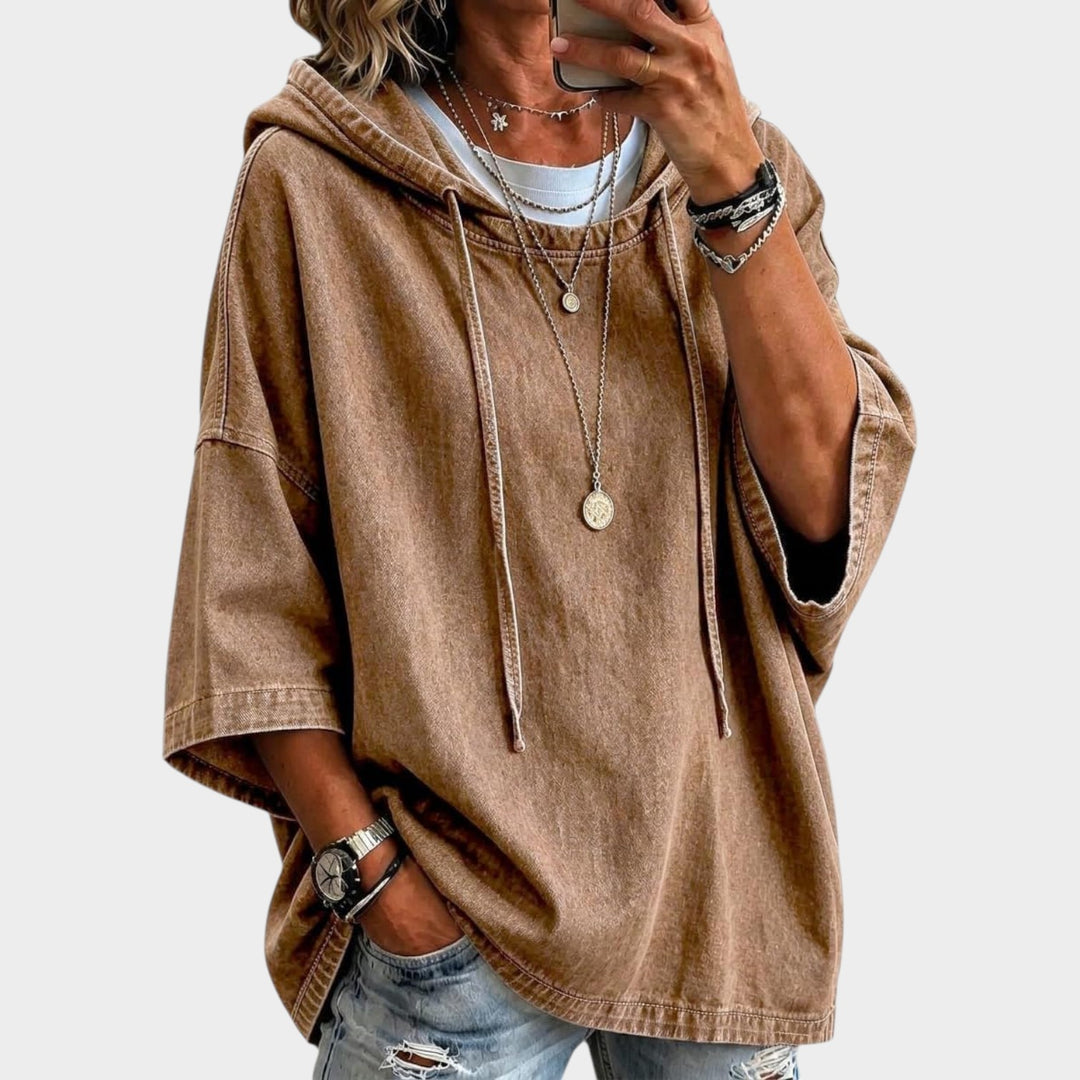 Women’s Denim Sweater Hooded Casual Style