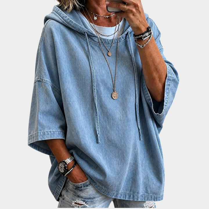 Women’s Denim Sweater Hooded Casual Style