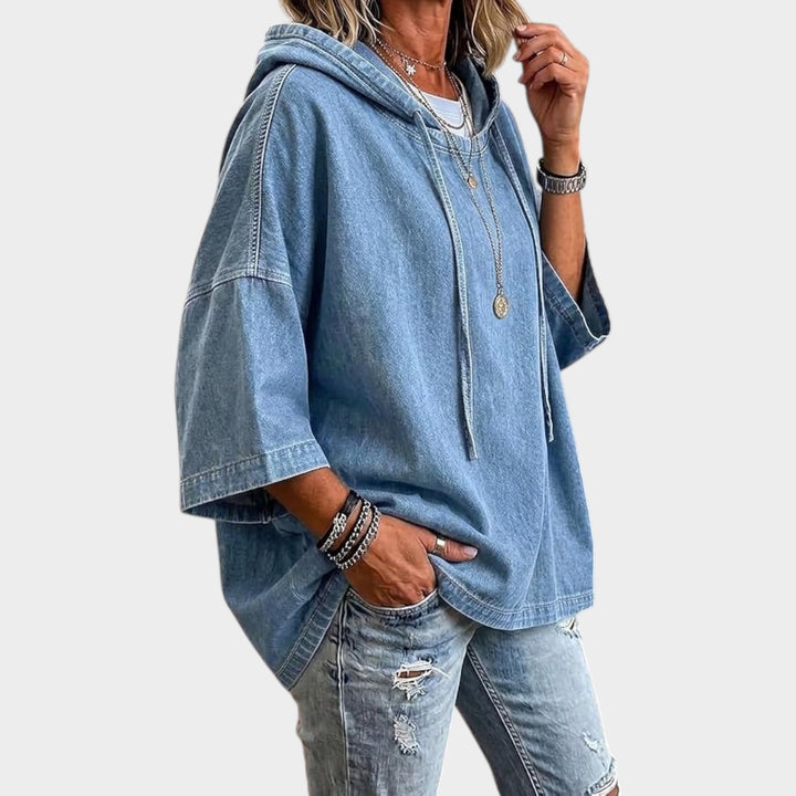 Women’s Denim Sweater Hooded Casual Style