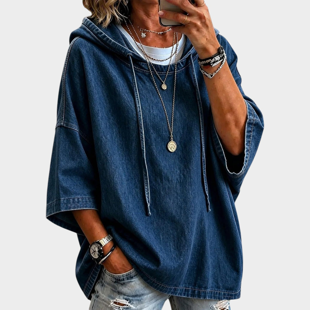 Women’s Denim Sweater Hooded Casual Style