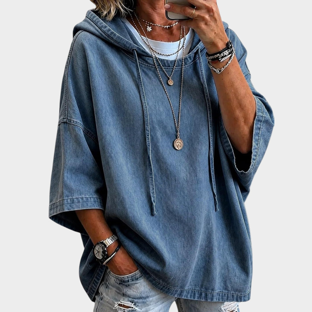 Women’s Denim Sweater Hooded Casual Style