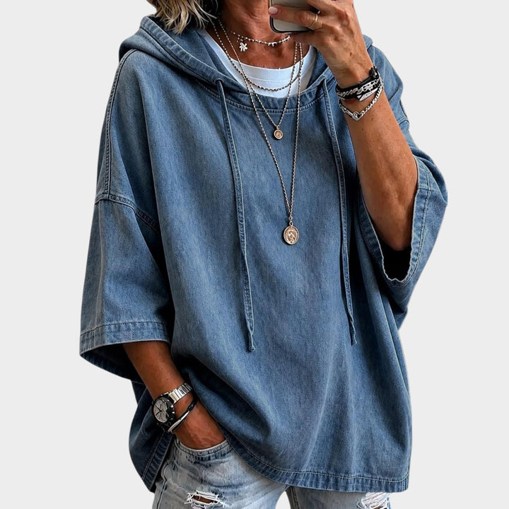 Women’s Denim Sweater Hooded Casual Style
