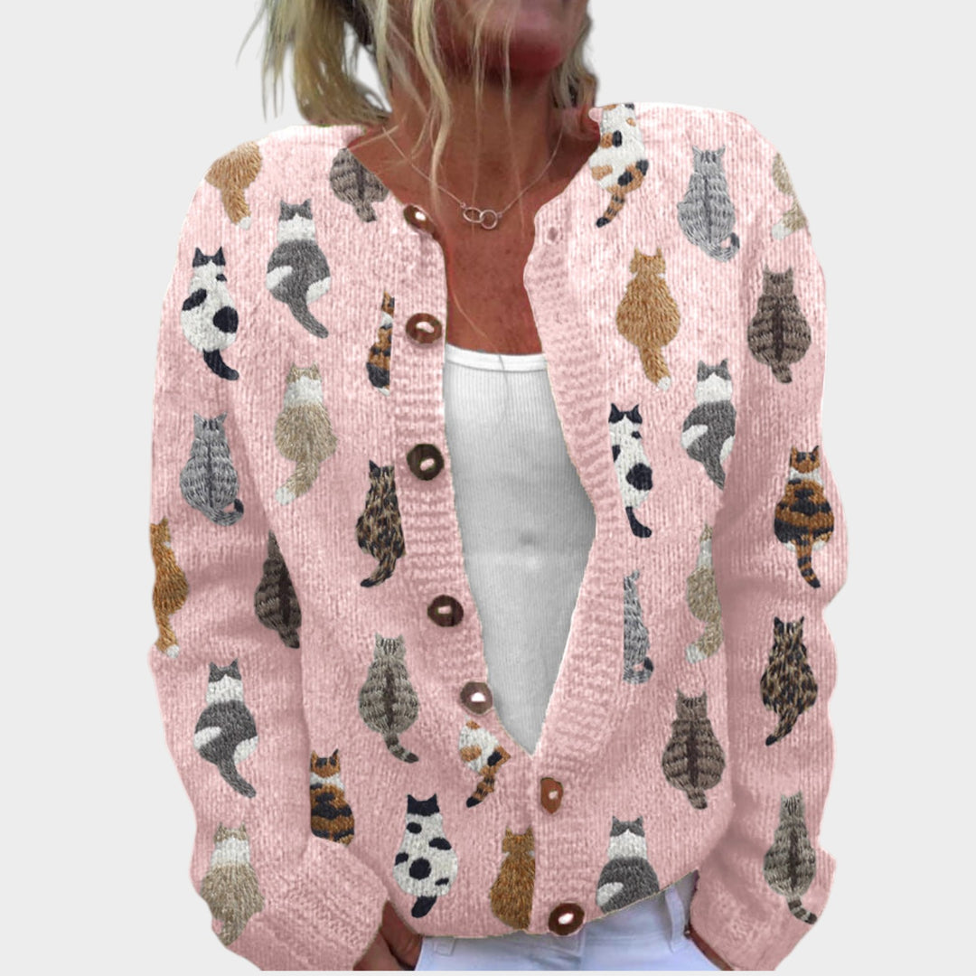 Women’s Cat Cardigan Patterned Knit