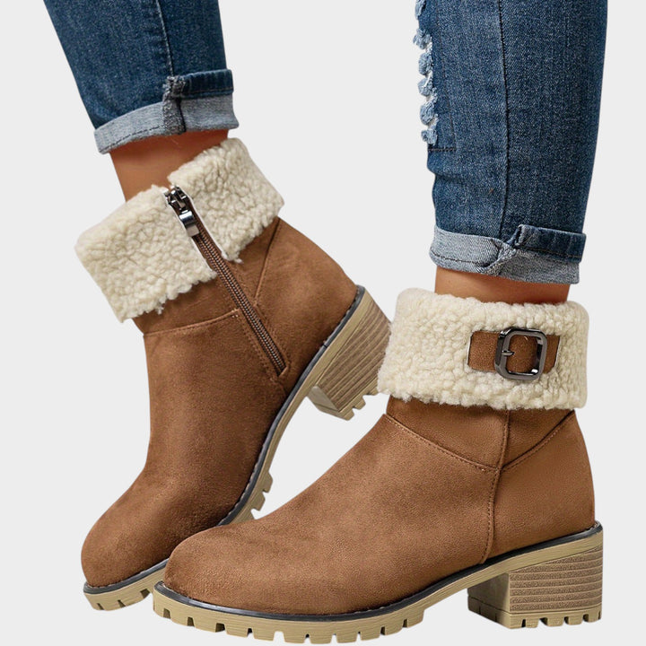Women’s Ankle Boots Furry Collar Thick Sole Round Toe