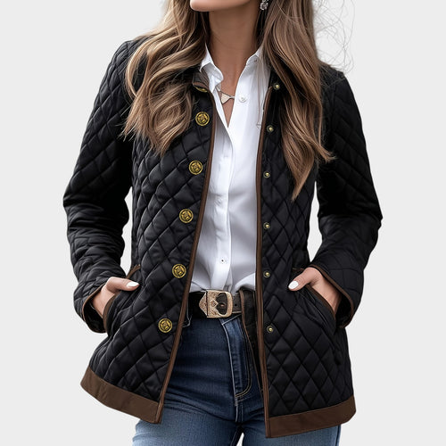 Women’s Quilted Jacket Casual Longline Button Front