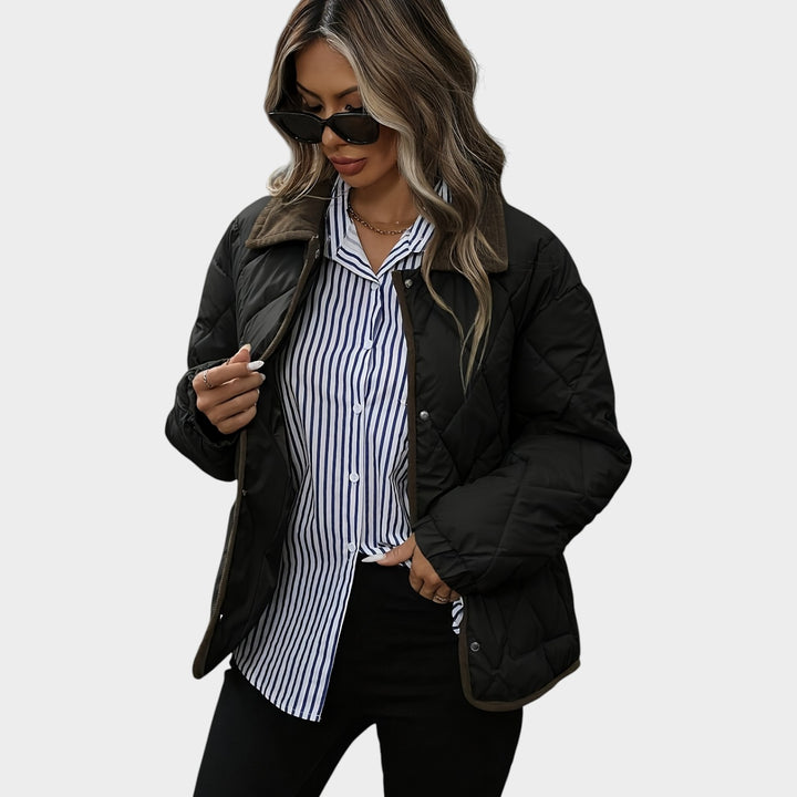 Women’s Quilted Jacket Casual Corduroy Collar Pockets