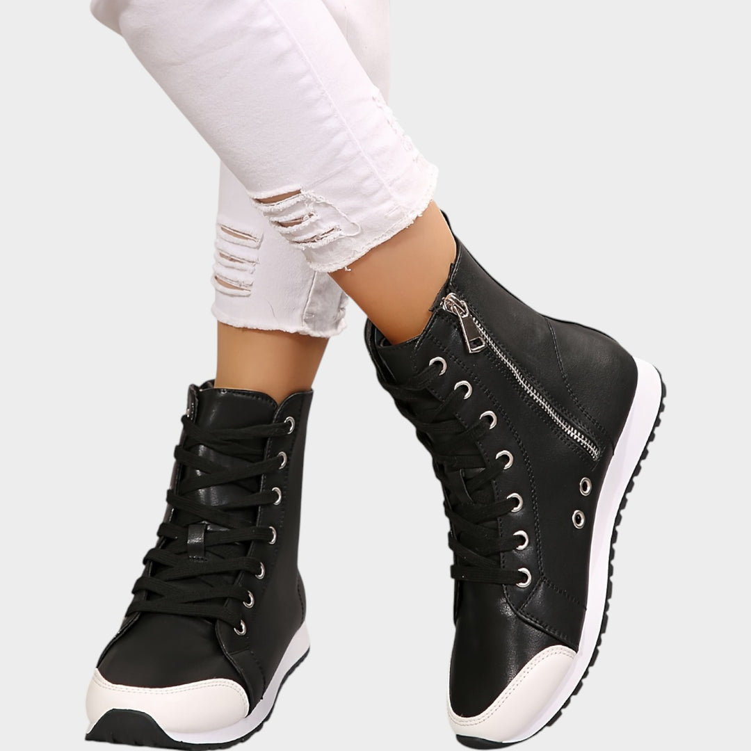 Women’s Ankle Boots Side Zip Lace Up Casual Style