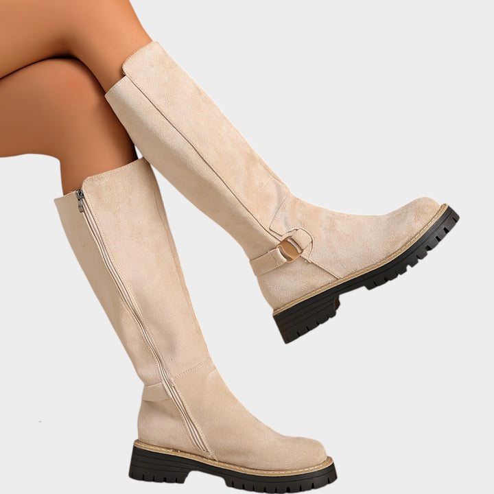 Women’s Over The Knee Boots Round Toe Thick Sole Side Zip
