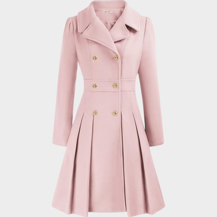Classy Double Button Long Sleeve Wool Coat